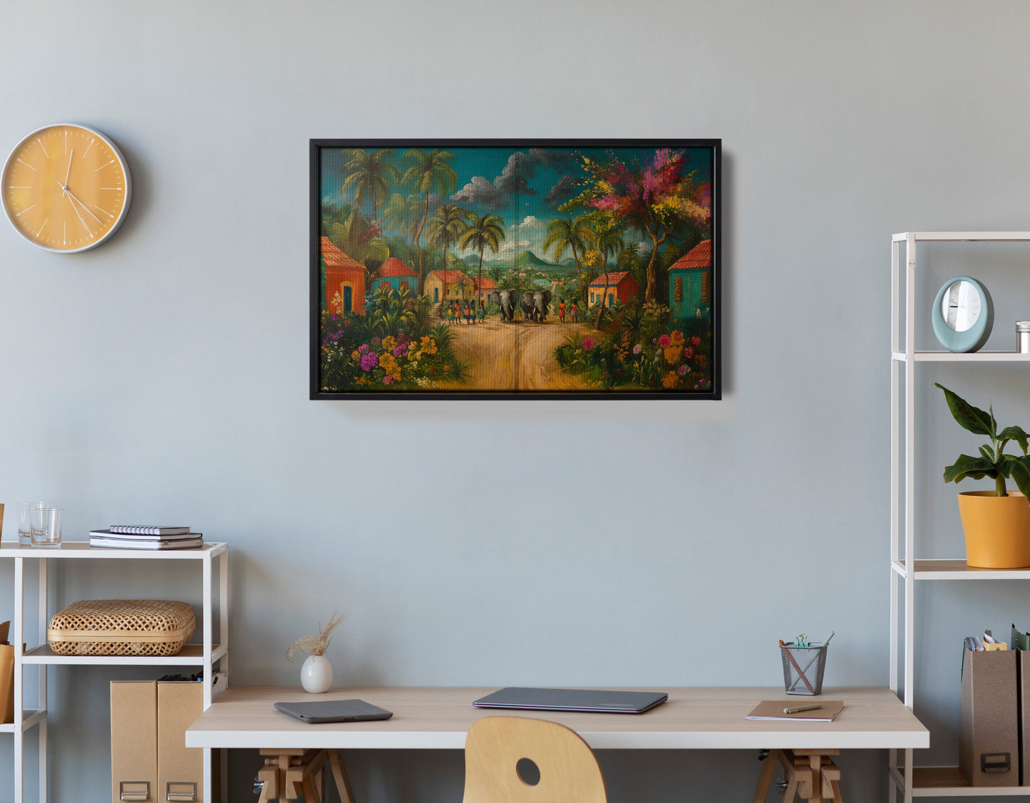 Tropical Village Road Black Caribbean wall art view 30