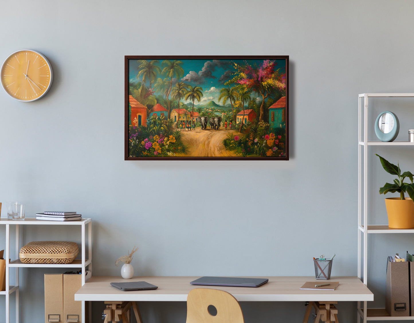 Tropical Village Road Black Caribbean wall art view 36