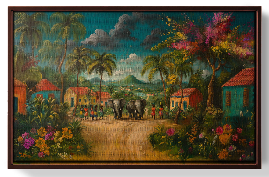 Tropical Village Road Black Caribbean wall art view 31