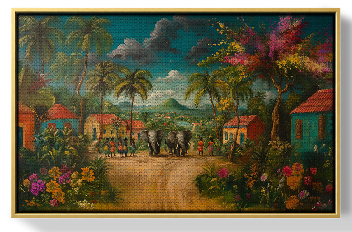 Tropical Village Road Black Caribbean wall art view 37