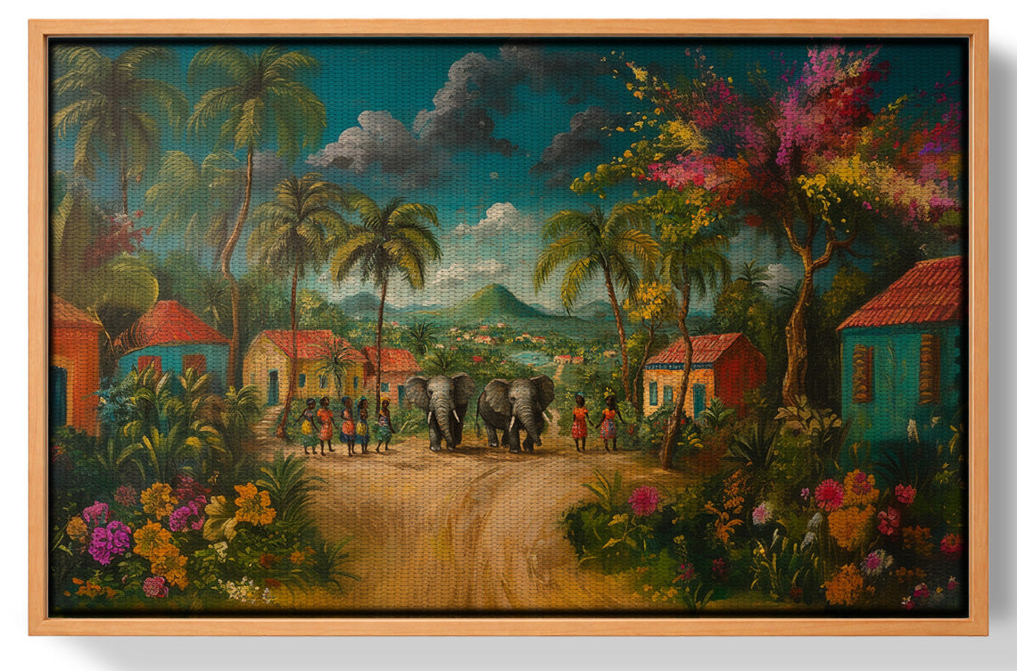 Tropical Village Road Black Caribbean wall art view 43