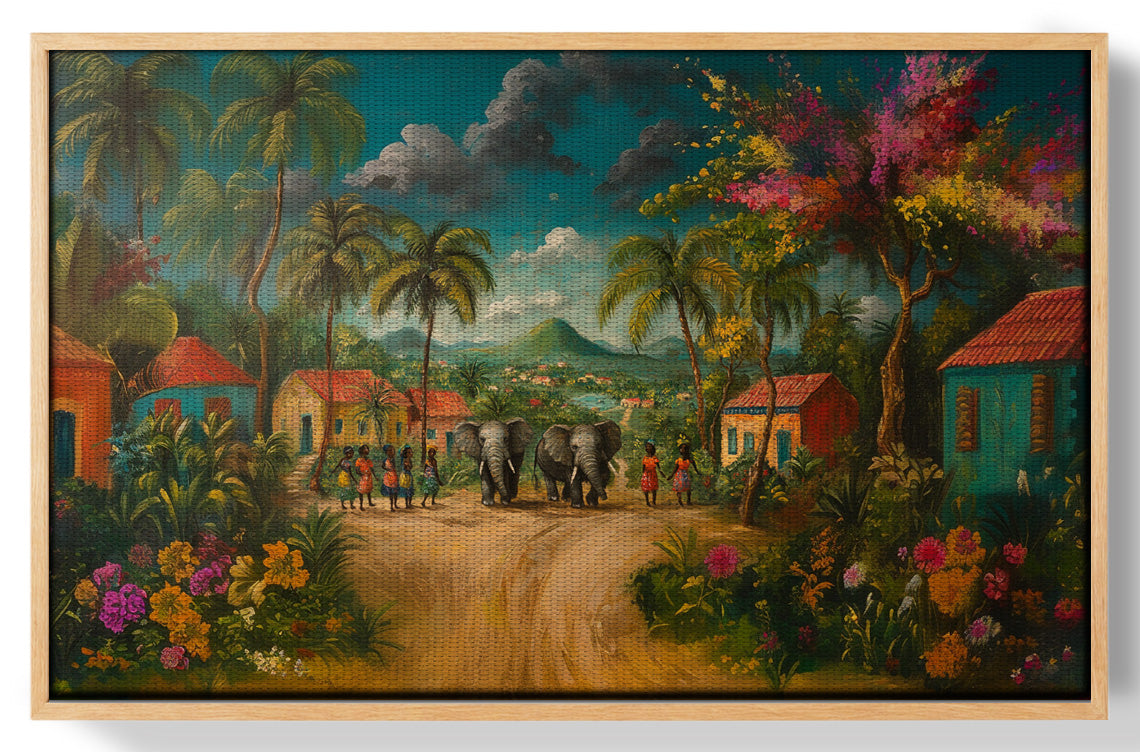 Tropical Village Road Black Caribbean wall art view 49