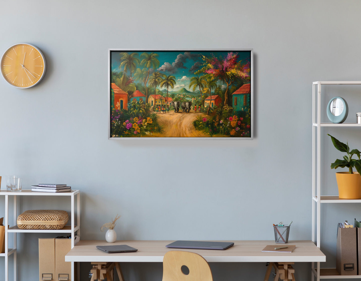 Tropical Village Road Black Caribbean wall art view 60