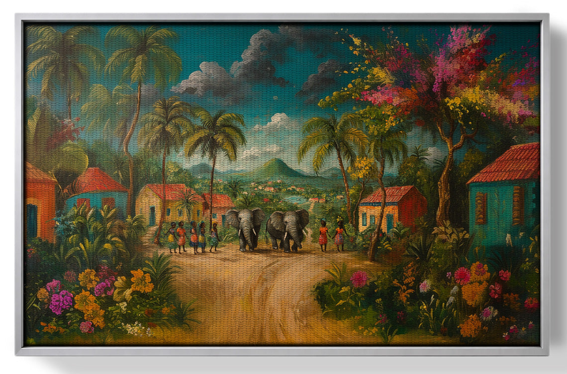 Tropical Village Road Black Caribbean wall art view 55