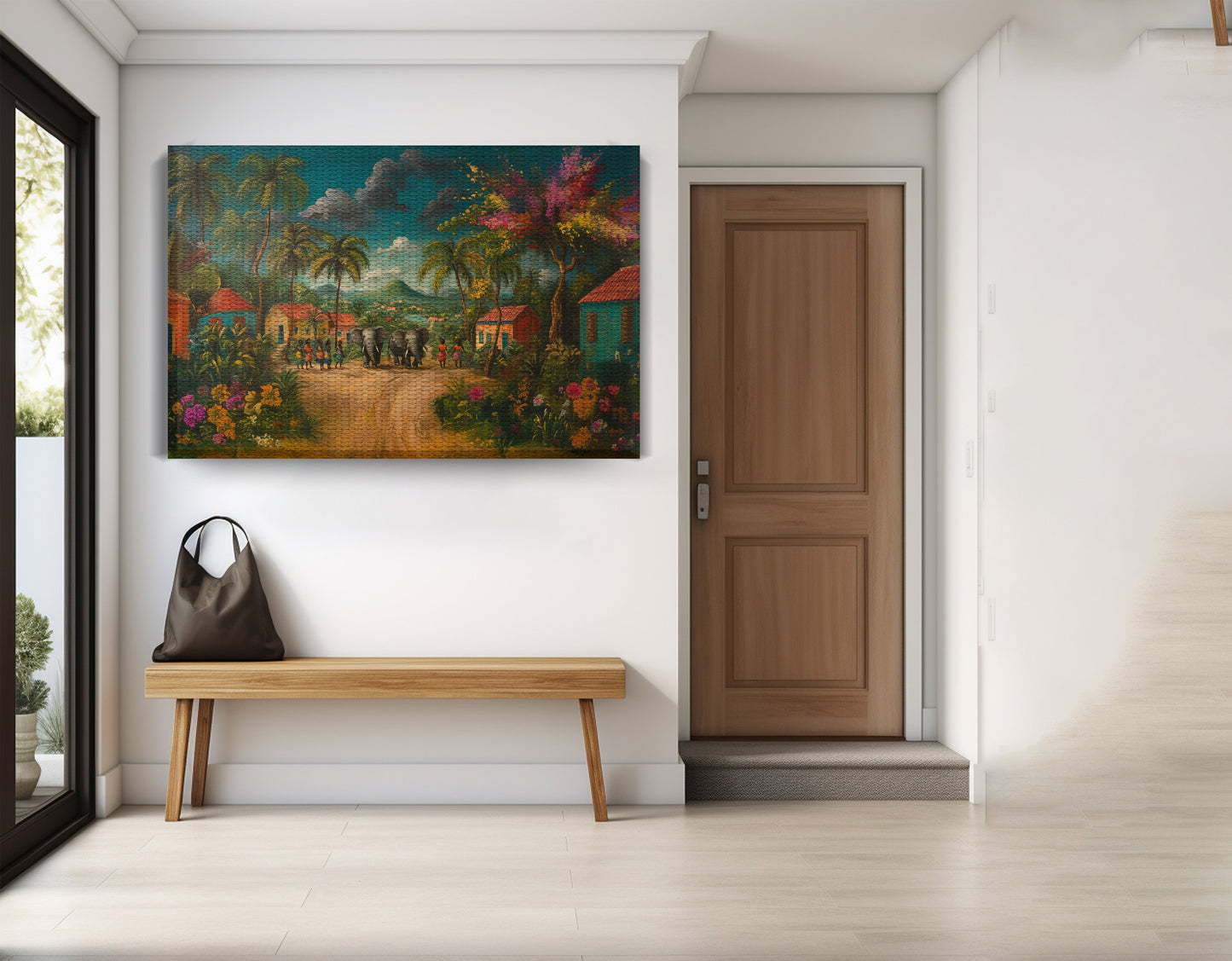Tropical Village Road Black Caribbean wall art view 17