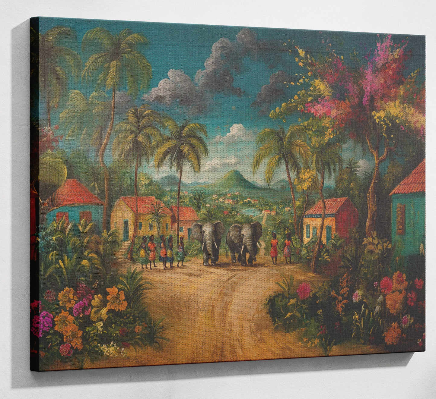 Tropical Village Road Black Caribbean wall art view 13