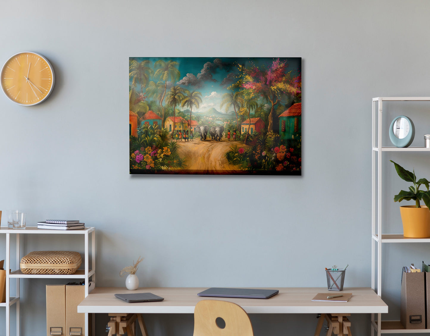 Tropical Village Road Black Caribbean wall art view 24