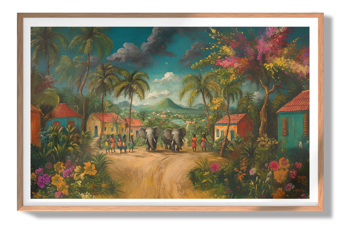 Tropical Village Road Black Caribbean wall art view 79