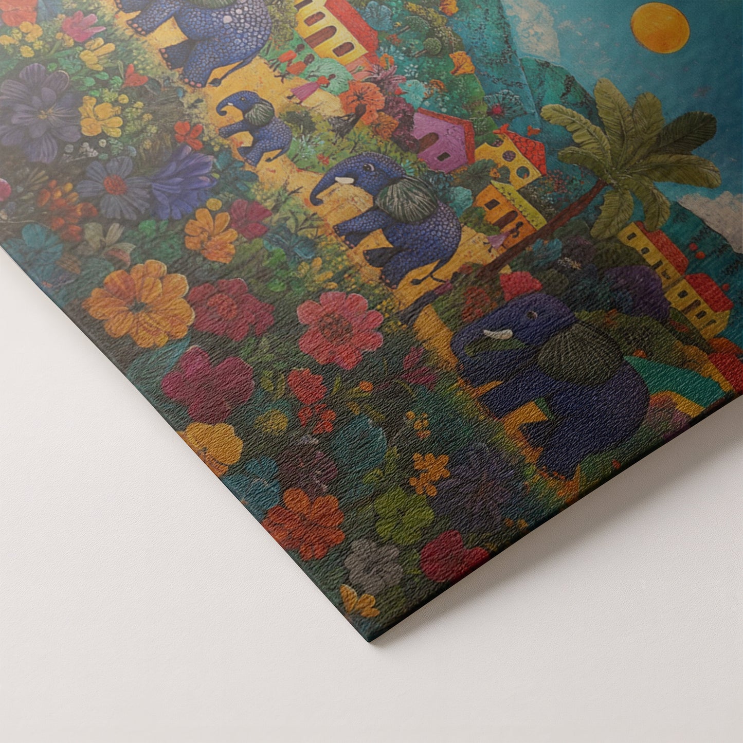 Tropical Village Elephant Caribbean wall art artwork by MoomZee Artwork