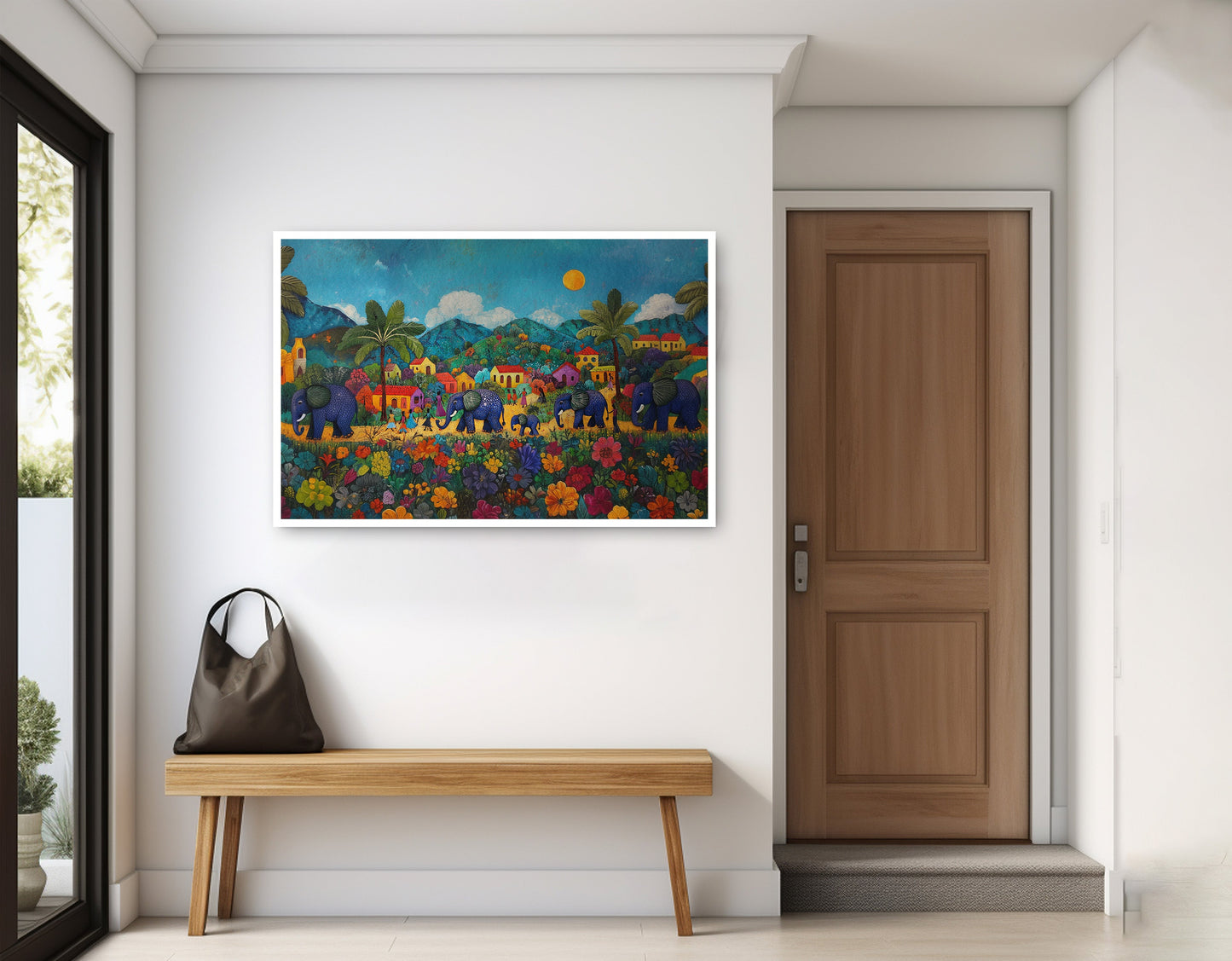 Tropical Village Elephant Caribbean wall art home decor view