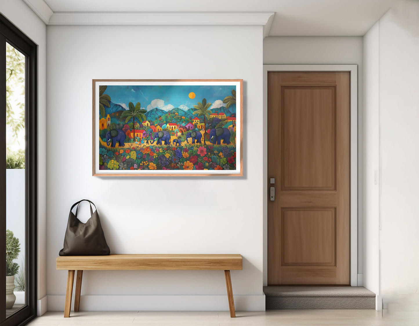 Tropical Village Elephant Caribbean wall art view 83
