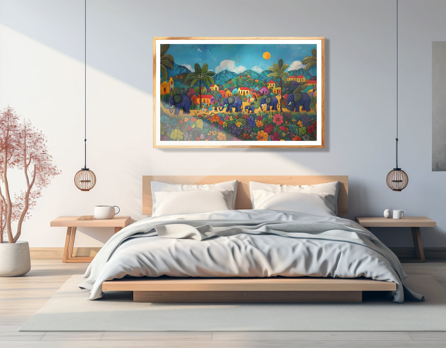 Tropical Village Elephant Caribbean wall art view 75
