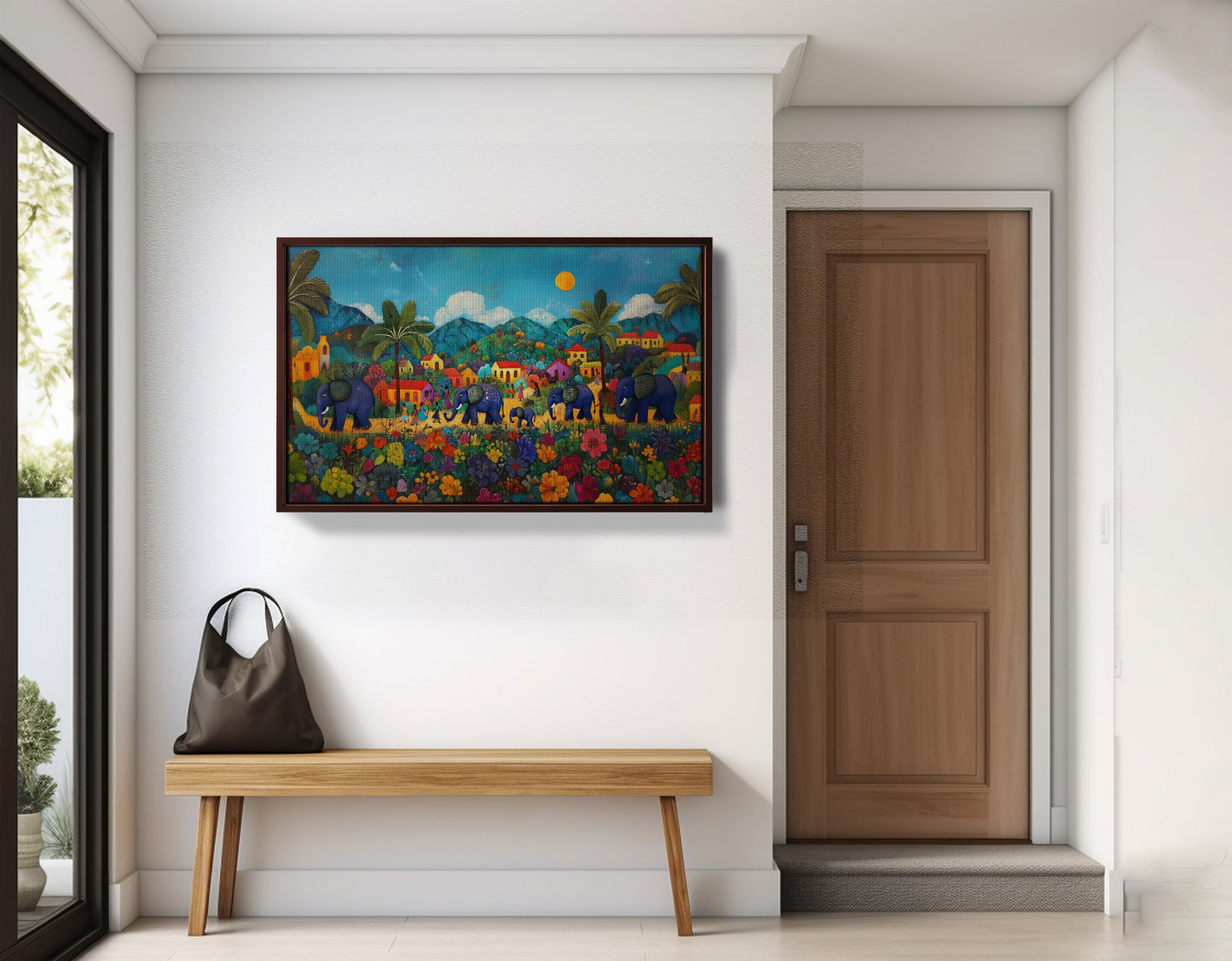 Tropical Village Elephant Caribbean wall art view 35
