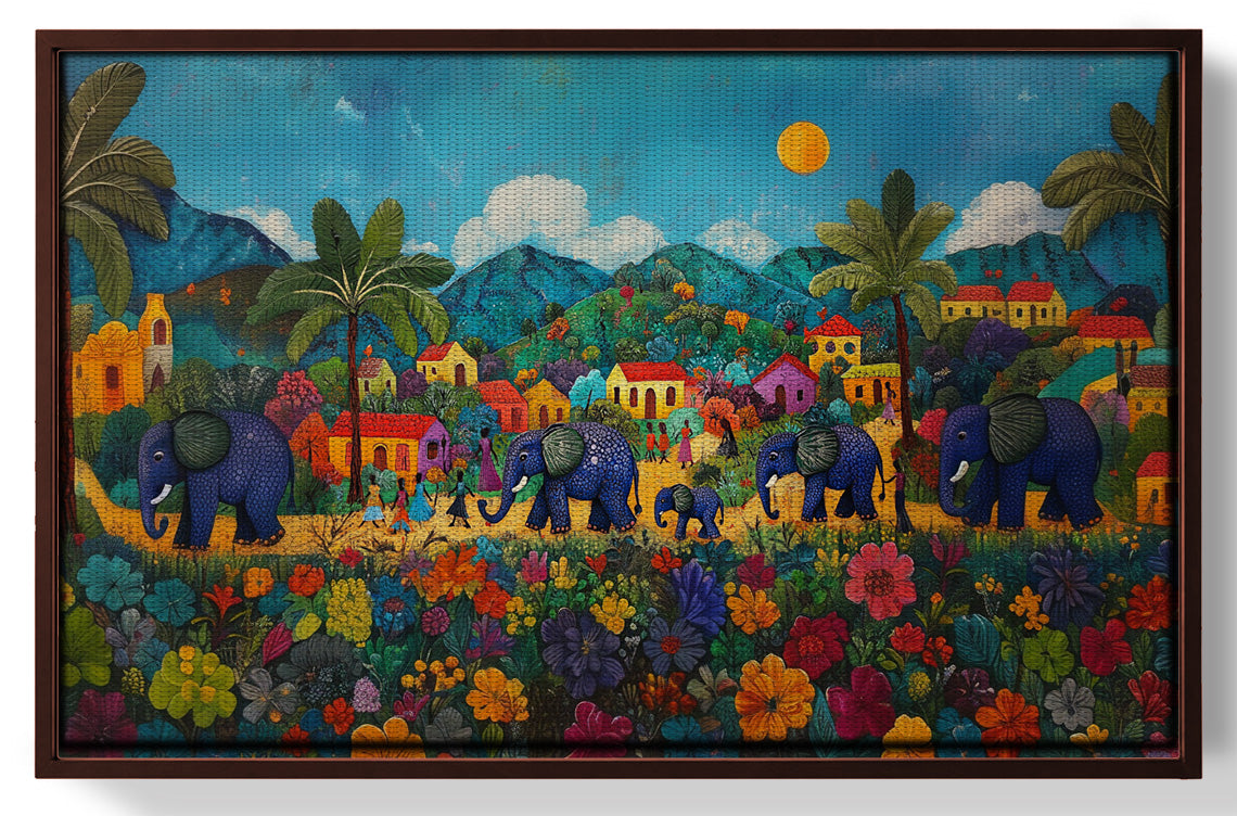 Tropical Village Elephant Caribbean wall art view 31
