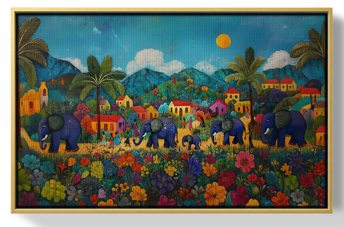 Tropical Village Elephant Caribbean wall art view 37