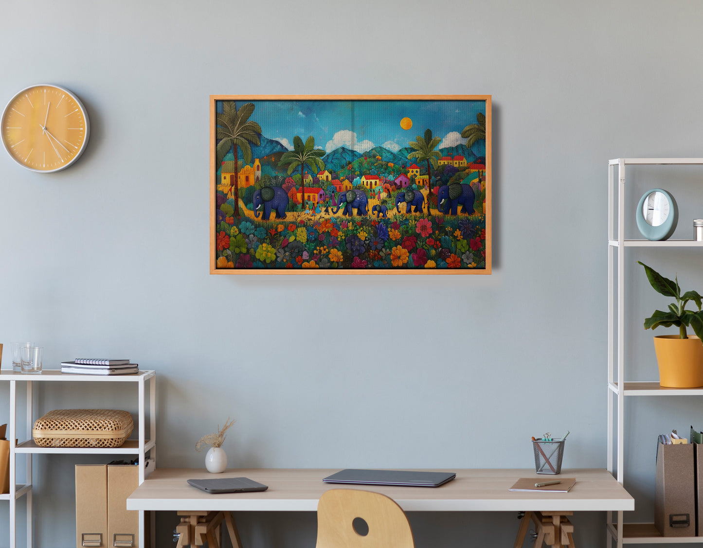 Tropical Village Elephant Caribbean wall art view 48