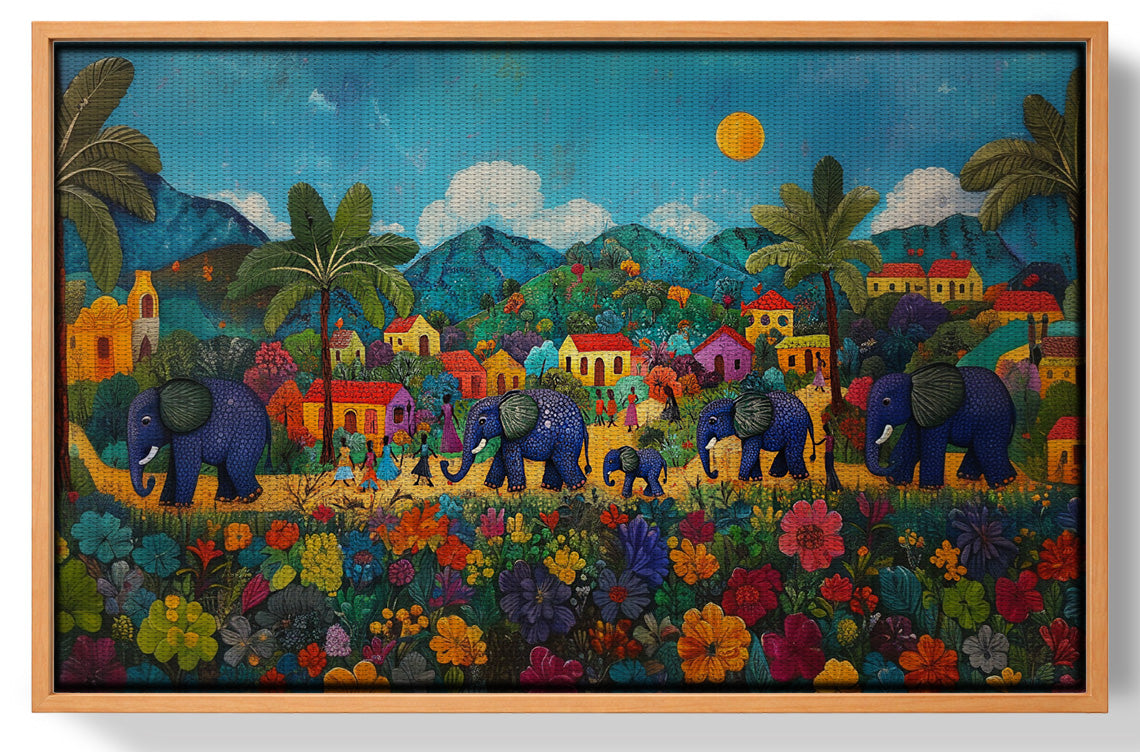 Tropical Village Elephant Caribbean wall art view 43