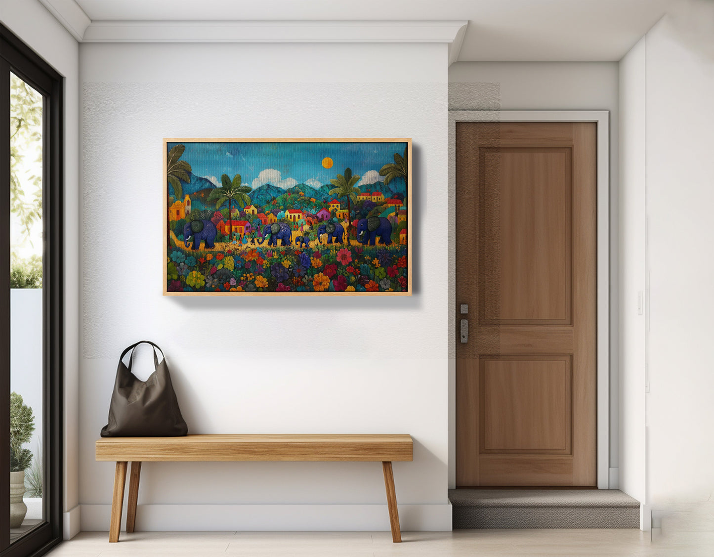 Tropical Village Elephant Caribbean wall art view 53