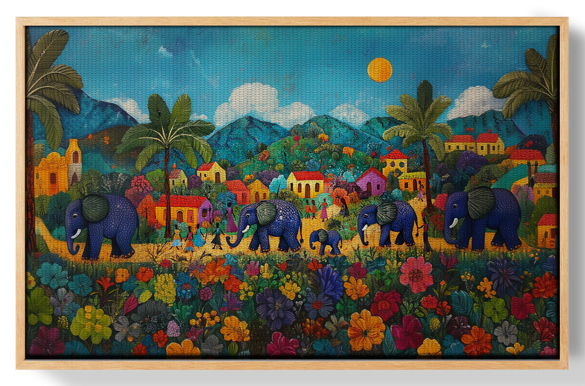 Tropical Village Elephant Caribbean wall art view 49
