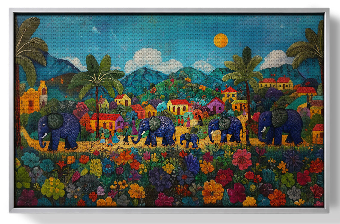 Tropical Village Elephant Caribbean wall art view 55