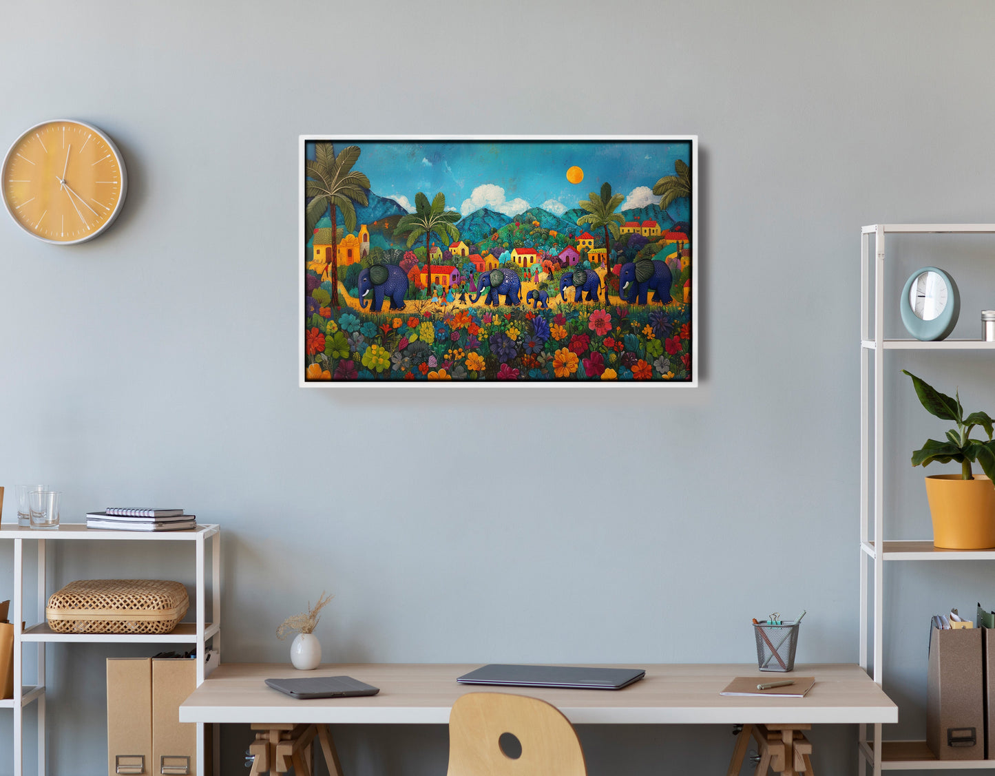 Tropical Village Elephant Caribbean wall art view 66