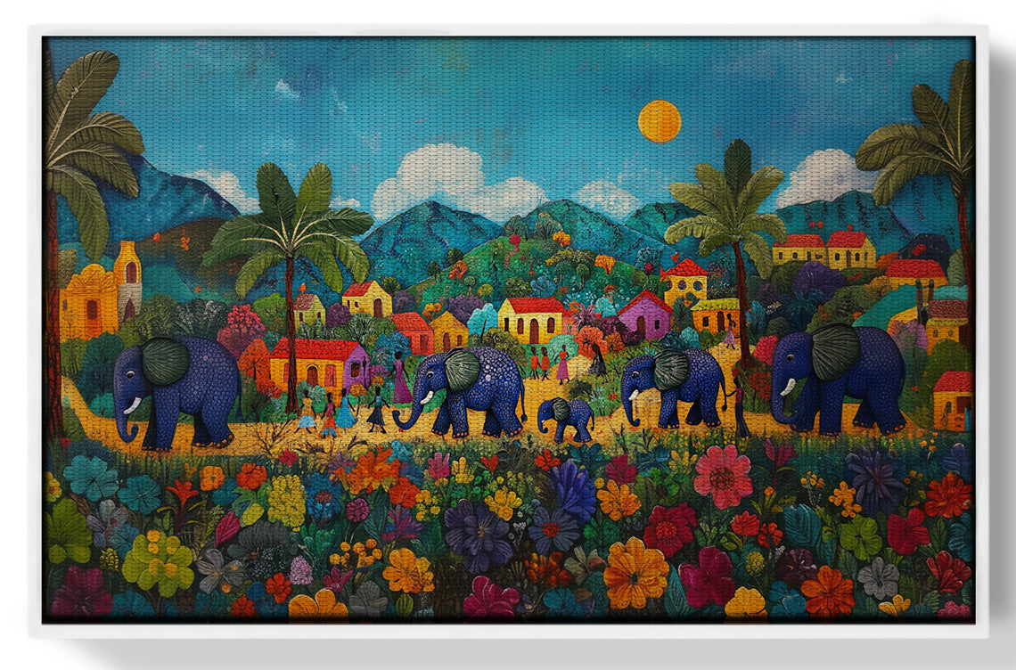 Tropical Village Elephant Caribbean wall art view 61