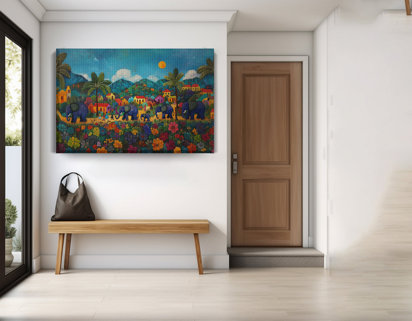 Tropical Village Elephant Caribbean wall art view 17