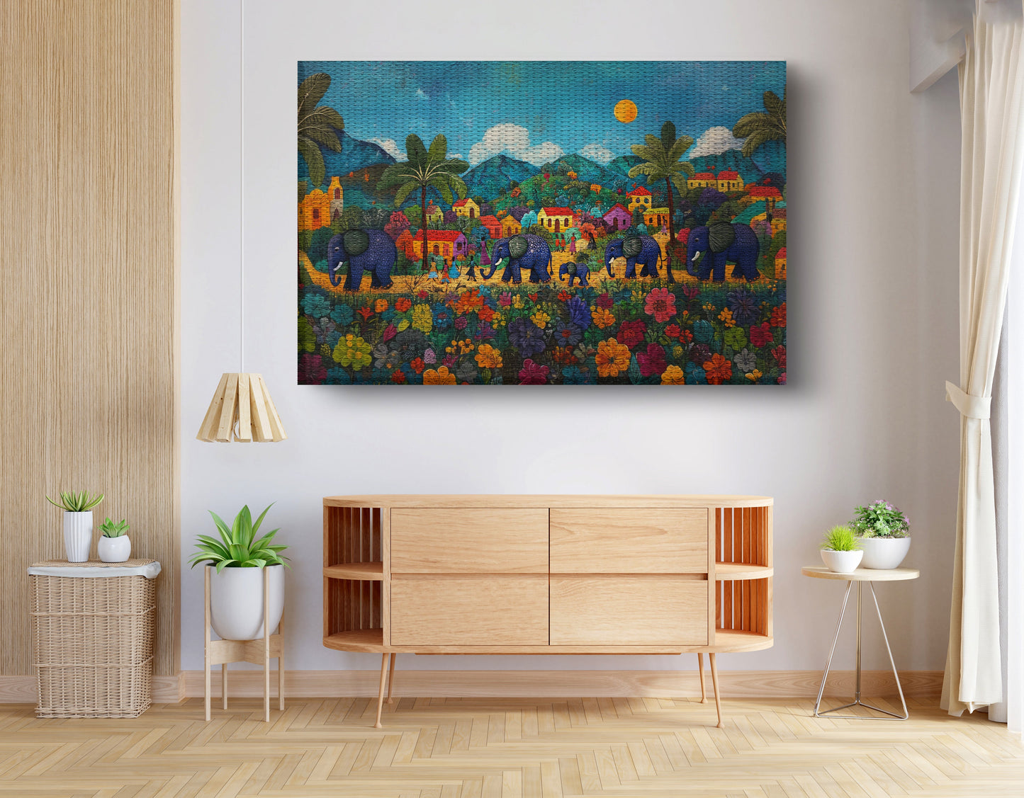 Tropical Village Elephant Caribbean wall art view 14