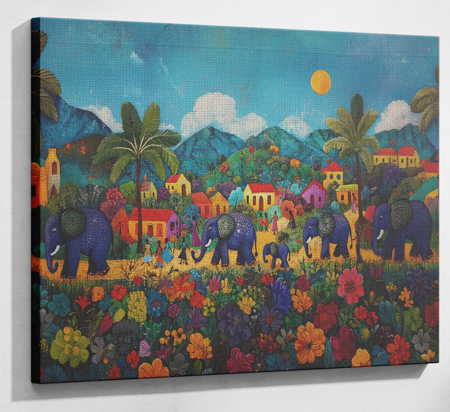 Tropical Village Elephant Caribbean wall art view 13
