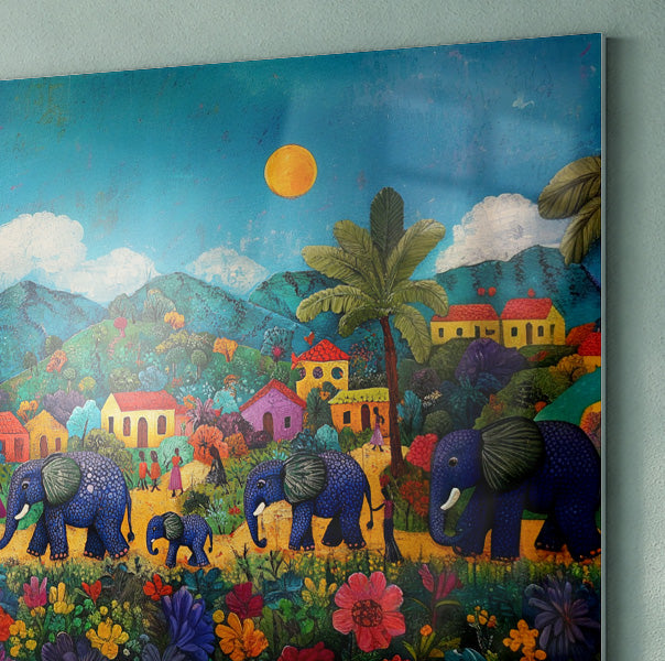 Tropical Village Elephant Caribbean wall art view 22