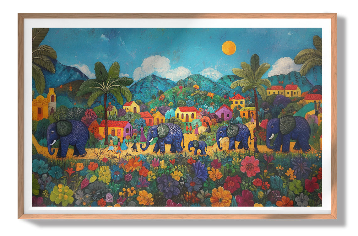Tropical Village Elephant Caribbean wall art view 79