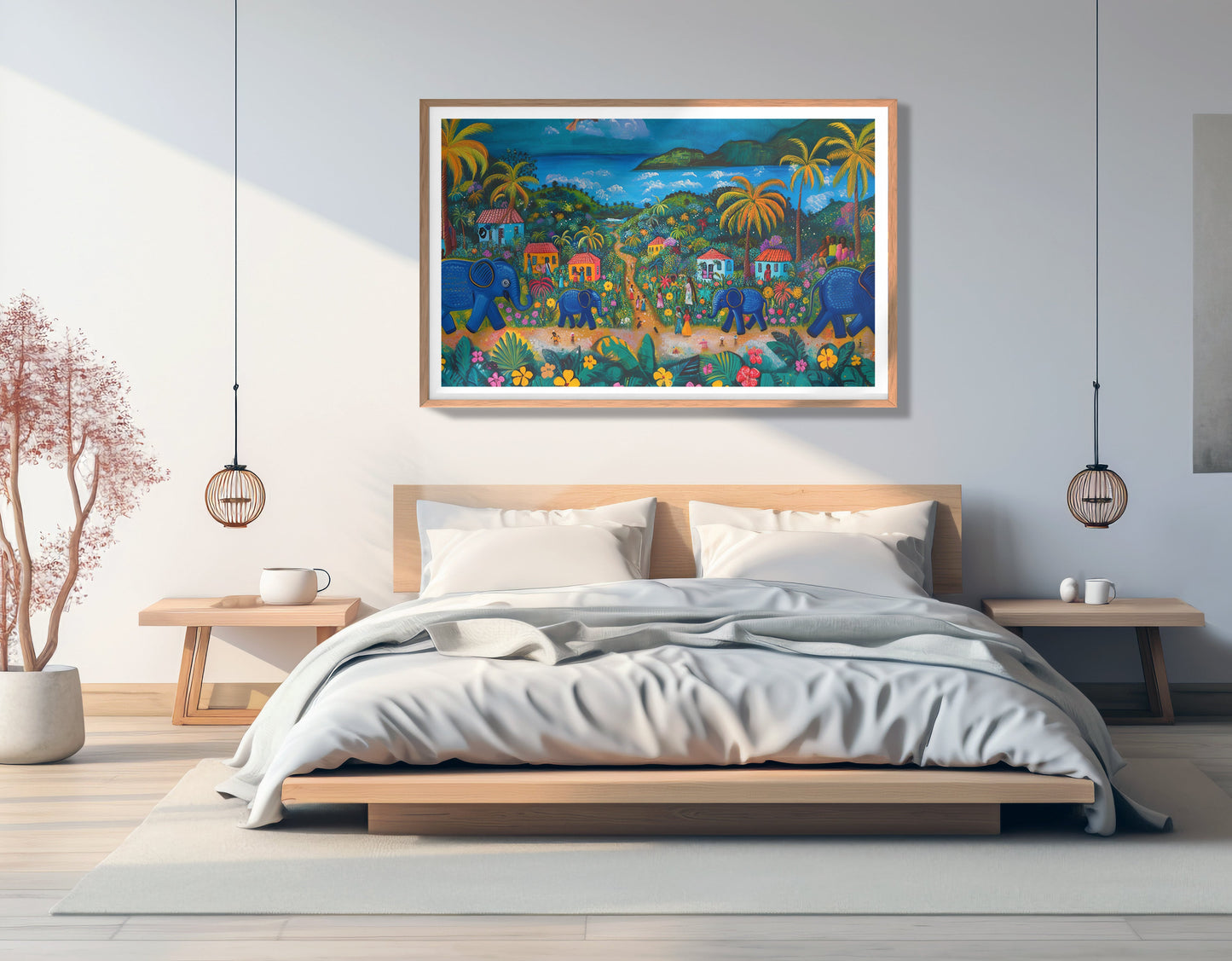 Coastal Village Elephant Black Caribbean wall art view 81