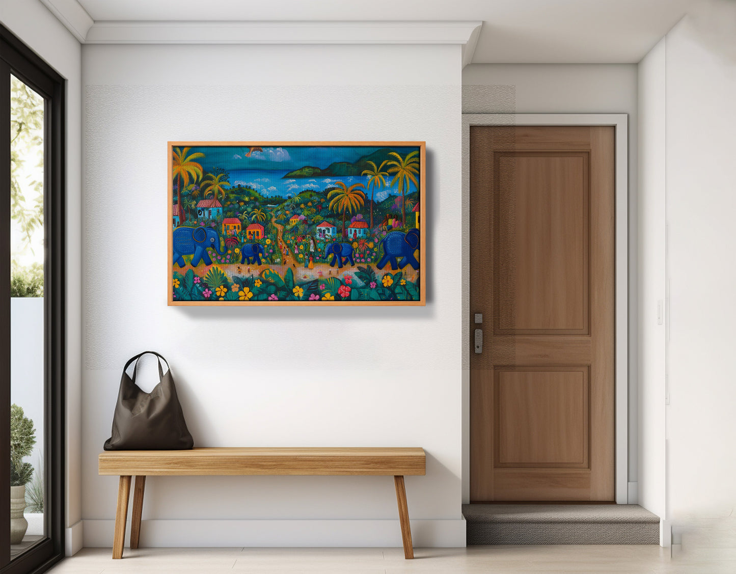 Coastal Village Elephant Black Caribbean wall art view 47