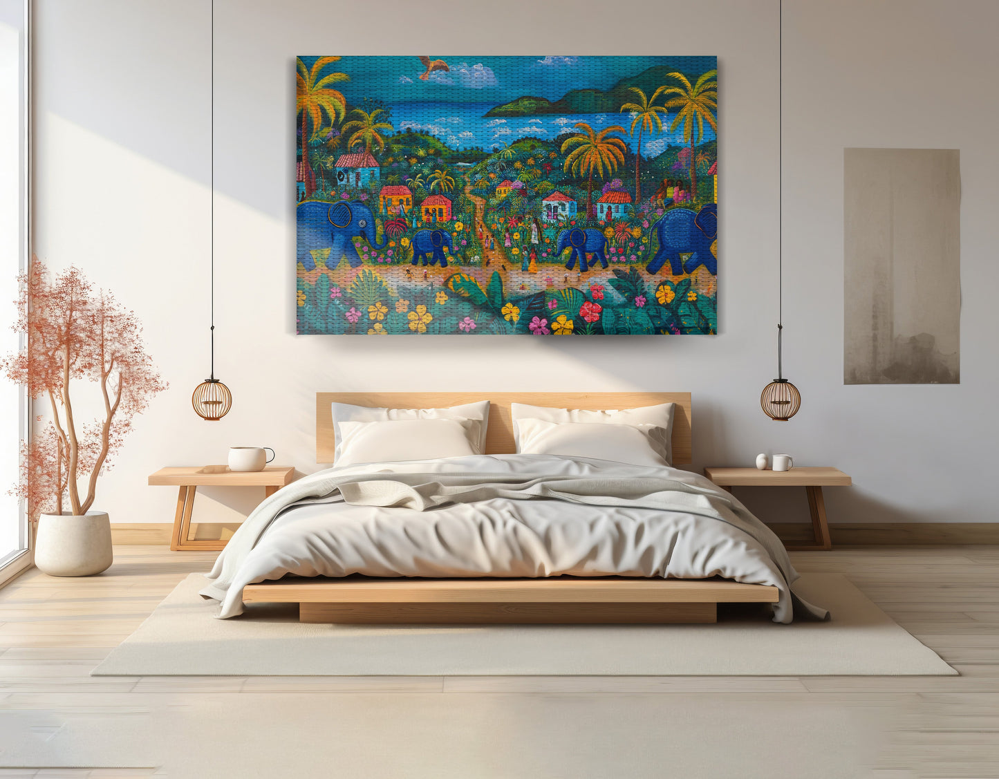 Coastal Village Elephant Black Caribbean wall art view 15