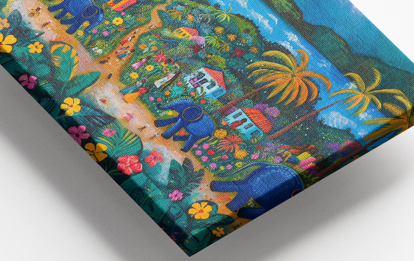 Coastal Village Elephant Black Caribbean wall art view 16