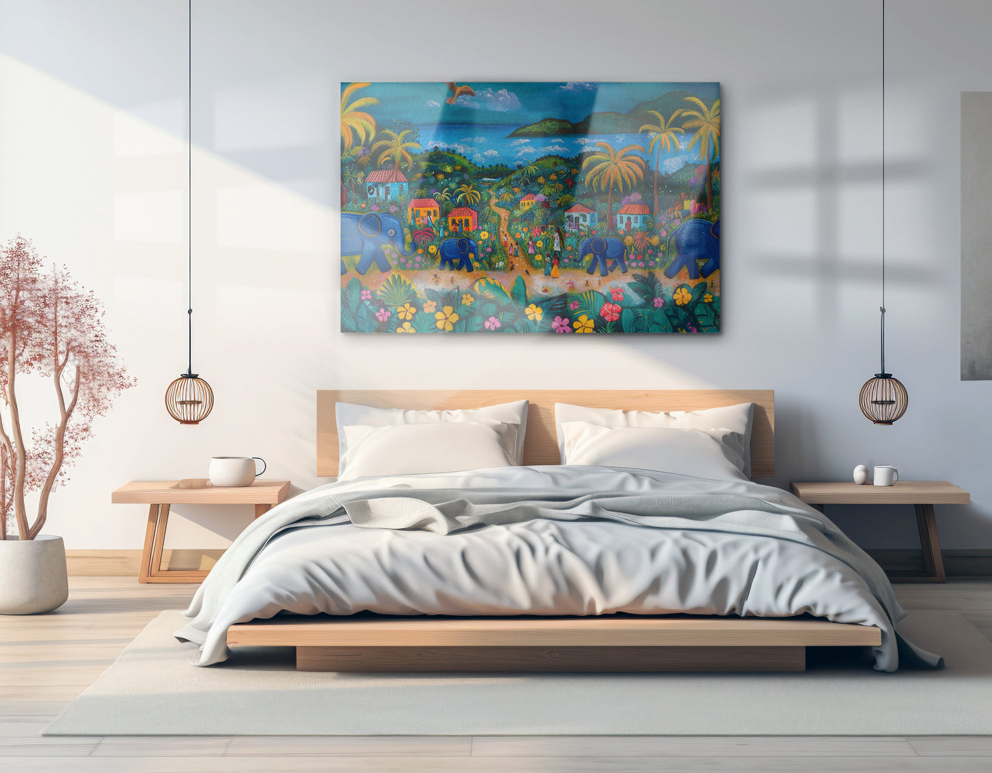 Coastal Village Elephant Black Caribbean wall art view 21