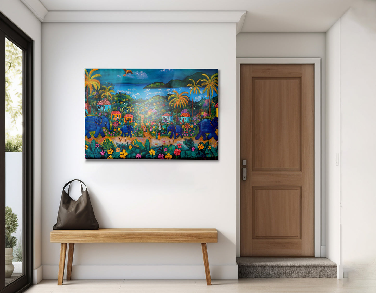 Coastal Village Elephant Black Caribbean wall art view 23