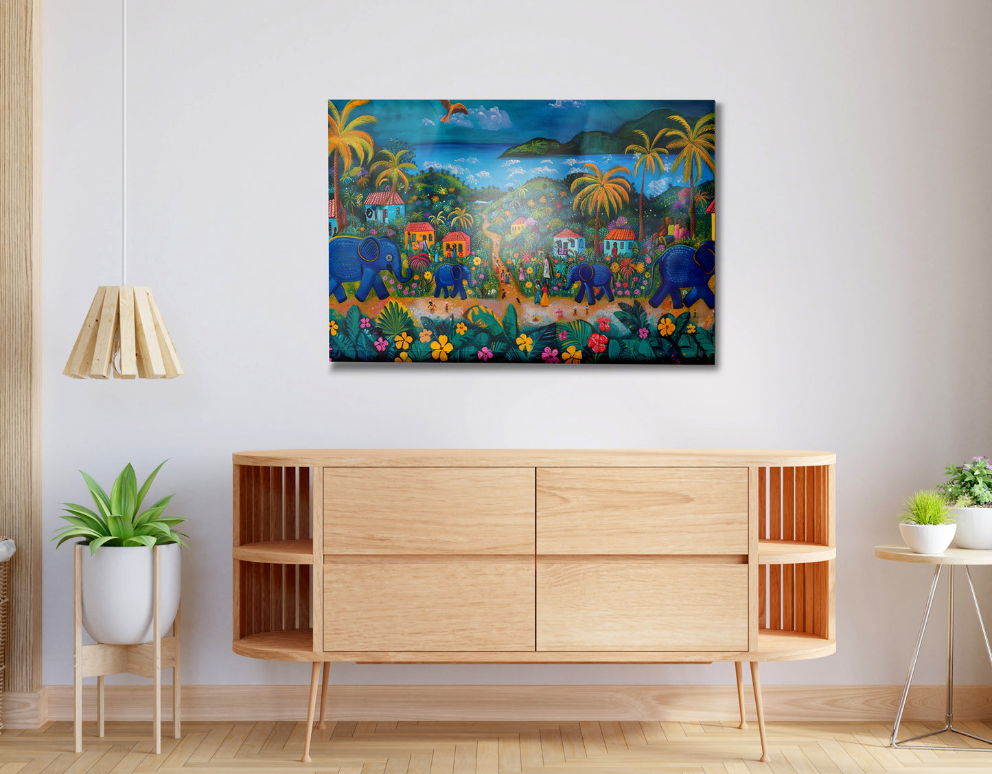 Coastal Village Elephant Black Caribbean wall art view 20