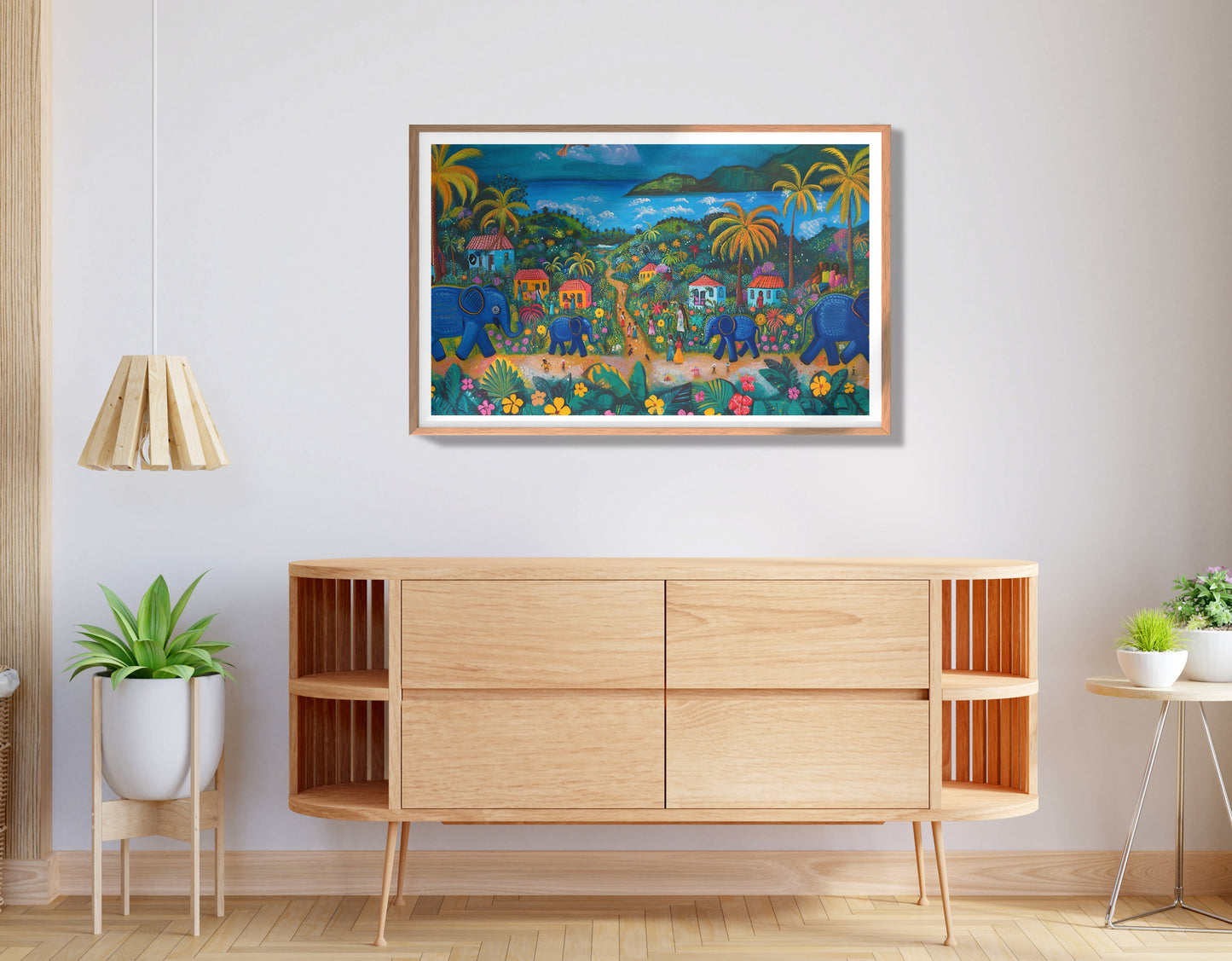 Coastal Village Elephant Black Caribbean wall art view 80
