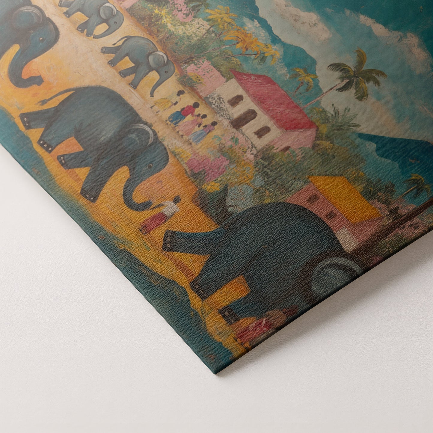 Elephant Village Parade Caribbean wall art artwork by MoomZee Artwork
