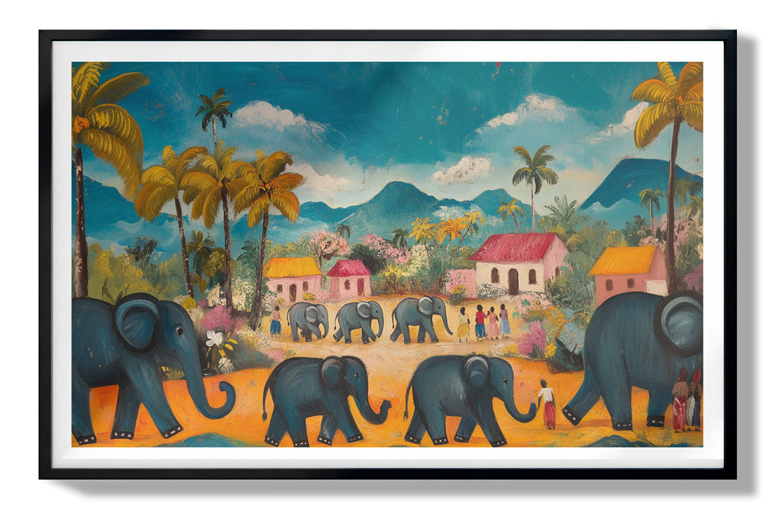 Elephant Village Parade Caribbean wall art view 67