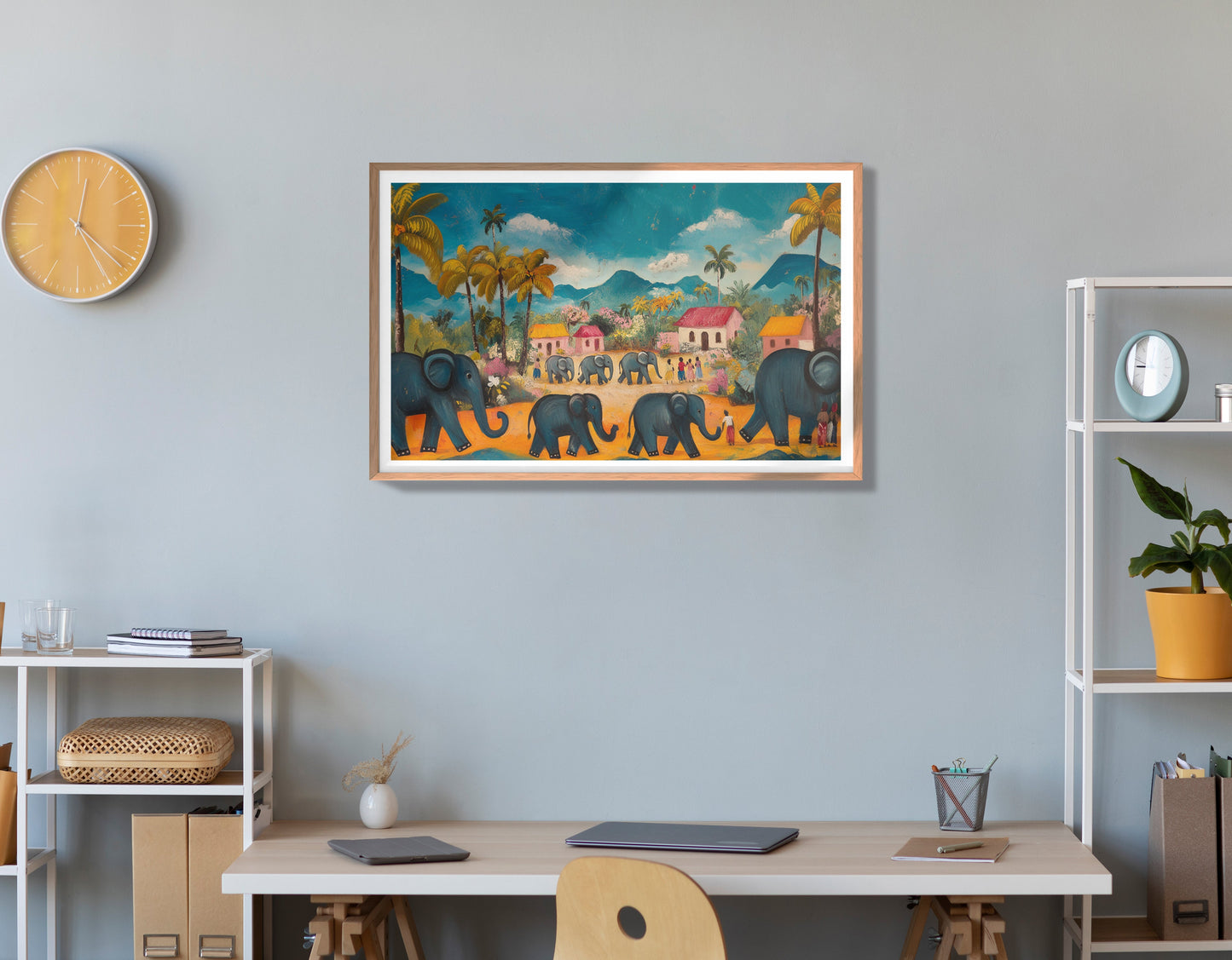 Elephant Village Parade Caribbean wall art view 84