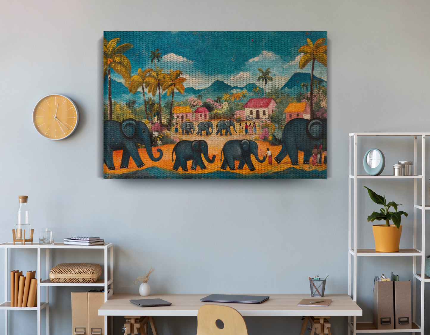 Elephant Village Parade Caribbean wall art view 18