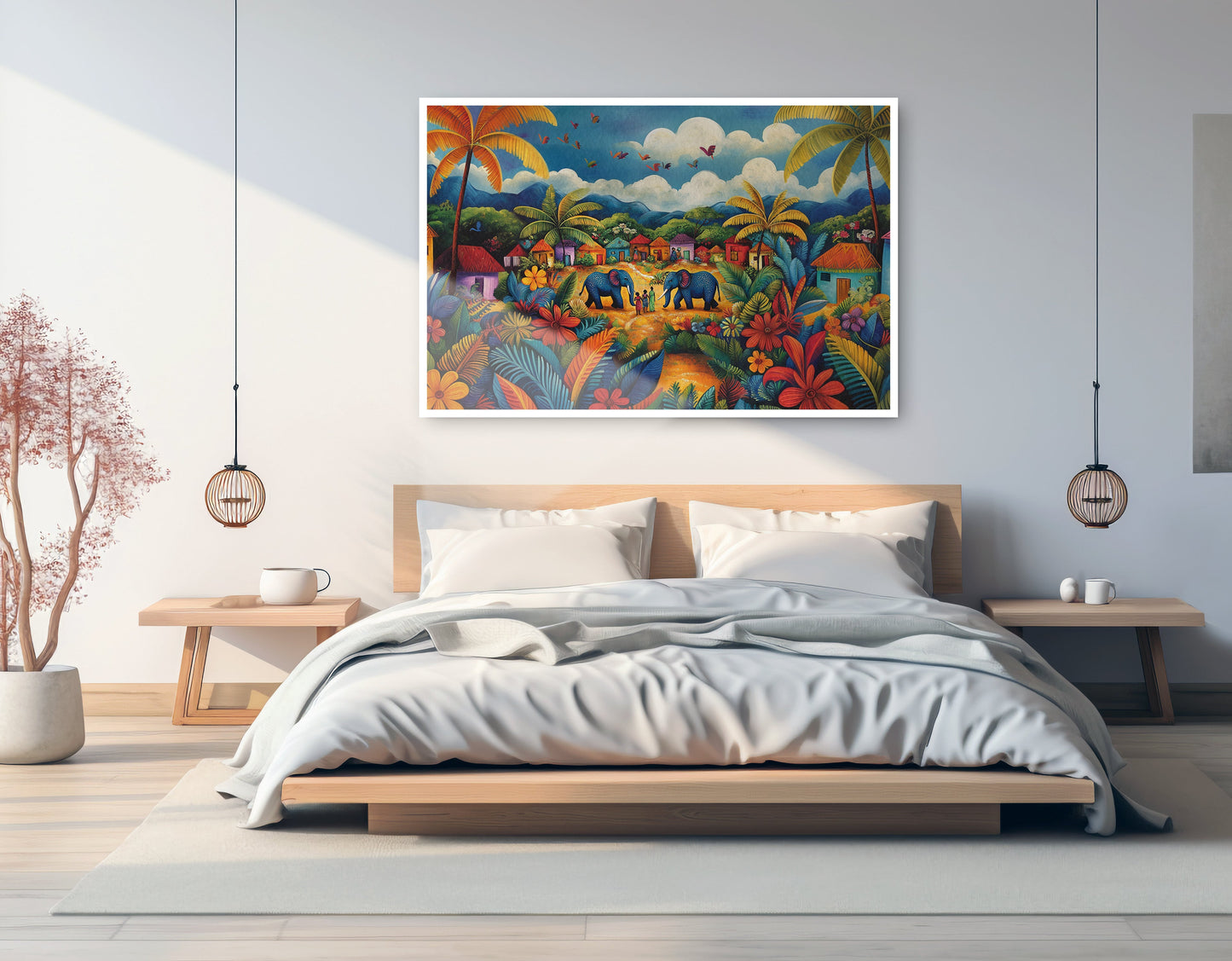 Mountain Village Elephant Caribbean wall art artwork view