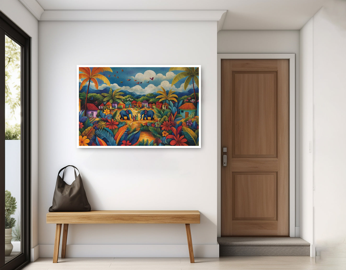 Mountain Village Elephant Caribbean wall art home decor view