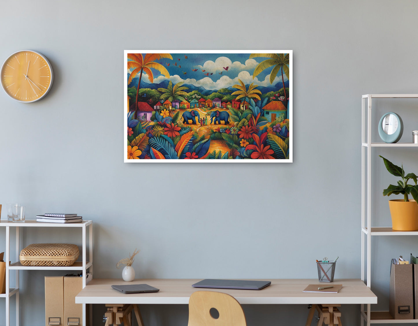 Mountain Village Elephant Caribbean wall art print view