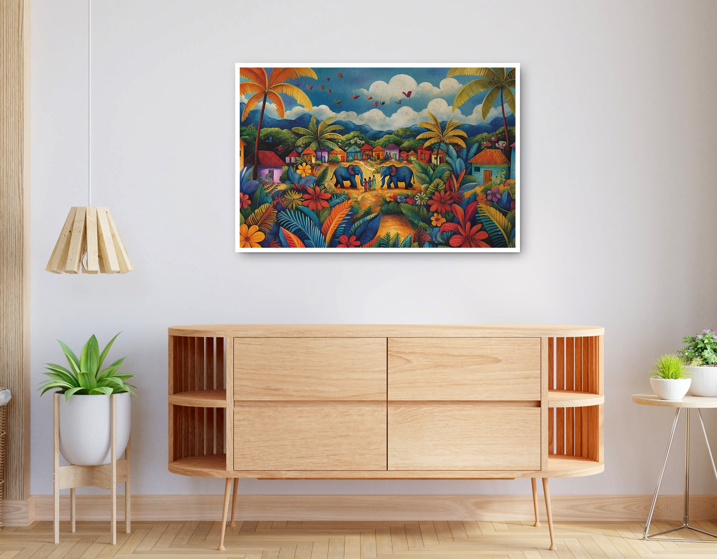 Alternate view of Mountain Village Elephant Caribbean wall art canvas print