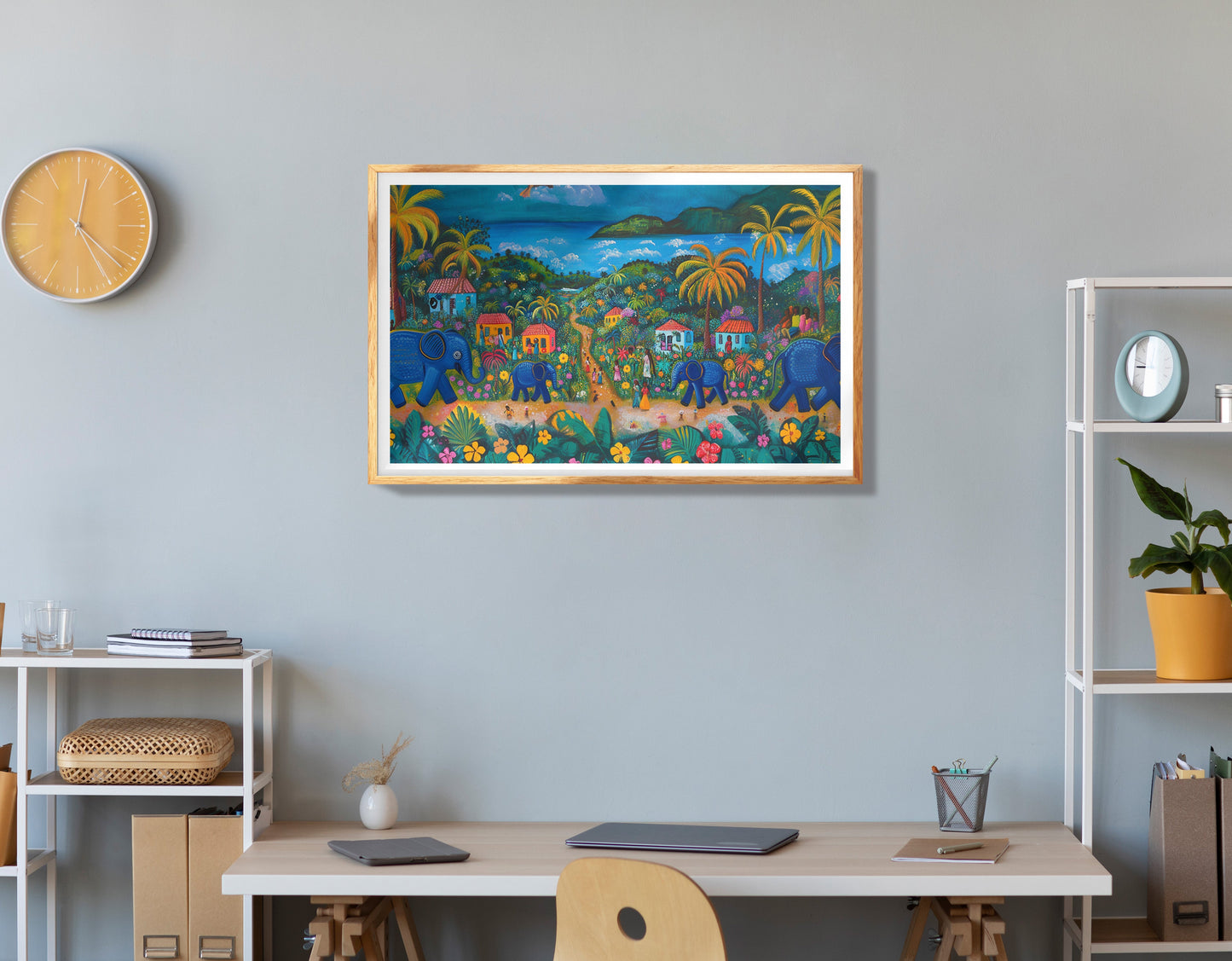 Tropical Village Road Black Caribbean wall art view 78