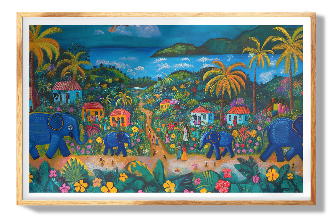 Tropical Village Road Black Caribbean wall art view 73