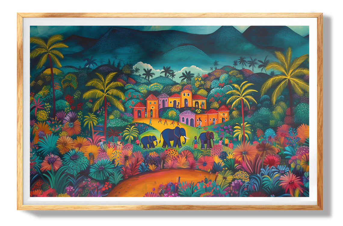 Tropical Village Elephant Caribbean wall art view 73